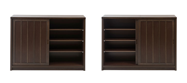 Hinata 日向シリーズ 和モダン引戸キャビネット 幅120.5 奥行30 高さ86.5 キャビネット ブラウン 日本製 国産 完成品 収納 お洒落 一人暮らし 棚 サイドボード DVD 本 収納家具 チェスト リビング(代引不可)