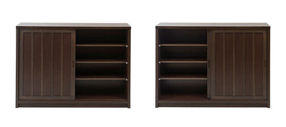 Hinata 日向シリーズ 和モダン引戸キャビネット 幅120.5 奥行30 高さ86.5 キャビネット ブラウン 日本製 国産 完成品 収納 お洒落 一人暮らし 棚 サイドボード DVD 本 収納家具 チェスト リビング(代引不可)