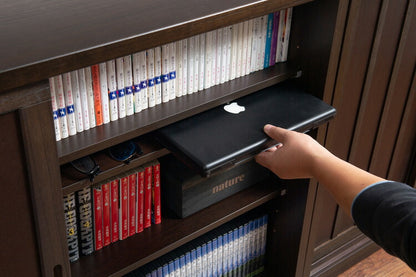 Hinata 日向シリーズ 和モダン引戸キャビネット 幅120.5 奥行30 高さ86.5 キャビネット ブラウン 日本製 国産 完成品 収納 お洒落 一人暮らし 棚 サイドボード DVD 本 収納家具 チェスト リビング(代引不可)