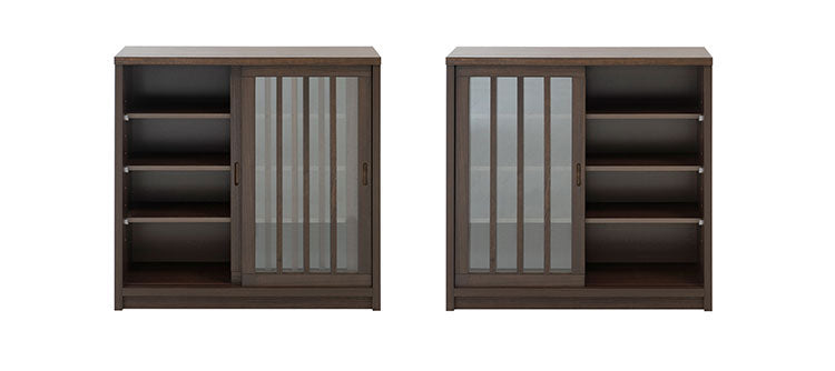 Hinata 日向シリーズ 和モダン引戸キャビネット 幅90.5 奥行30 高さ86.5 キャビネット ブラウン 日本製 国産 完成品 収納 お洒落 一人暮らし 棚 サイドボード DVD 本 収納家具 チェスト リビング(代引不可)