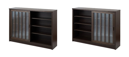 Hinata 日向シリーズ 和モダン引戸キャビネット 幅120.5 奥行30 高さ86.5 キャビネット ブラウン 日本製 国産 完成品 収納 お洒落 一人暮らし 棚 サイドボード DVD 本 収納家具 チェスト リビング(代引不可)