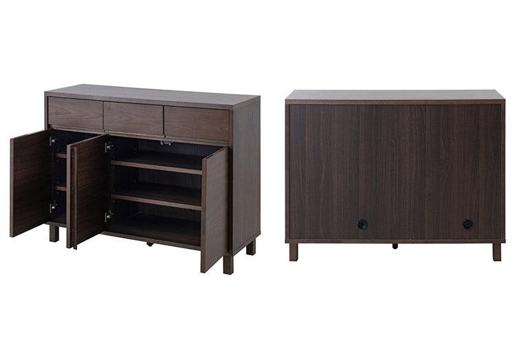 ANGRY 幅115.5 奥行40.5 高さ75.5 リビングボード キャビネット ダークブラウン 完成品 ウォールナット材 ウォールナット モダン リビング 和 間仕切り 背面化粧仕上げ 仕切り カトラリー(代引不可)