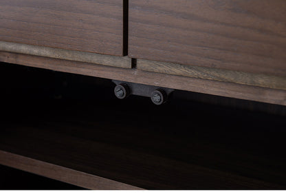 ANGRY 幅115.5 奥行40.5 高さ75.5 リビングボード キャビネット ダークブラウン 完成品 ウォールナット材 ウォールナット モダン リビング 和 間仕切り 背面化粧仕上げ 仕切り カトラリー(代引不可)