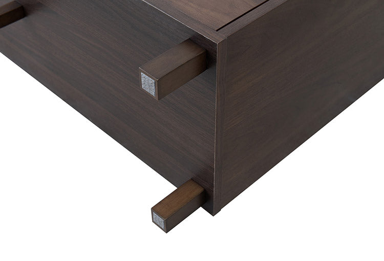 ANGRY 幅115.5 奥行40.5 高さ75.5 リビングボード キャビネット ダークブラウン 完成品 ウォールナット材 ウォールナット モダン リビング 和 間仕切り 背面化粧仕上げ 仕切り カトラリー(代引不可)