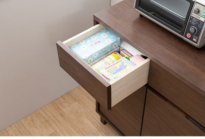 ANGRY 幅115.5 奥行40.5 高さ75.5 リビングボード キャビネット ダークブラウン 完成品 ウォールナット材 ウォールナット モダン リビング 和 間仕切り 背面化粧仕上げ 仕切り カトラリー(代引不可)