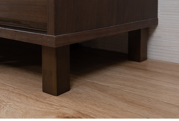 ANGRY 幅115.5 奥行40.5 高さ75.5 リビングボード キャビネット ダークブラウン 完成品 ウォールナット材 ウォールナット モダン リビング 和 間仕切り 背面化粧仕上げ 仕切り カトラリー(代引不可)