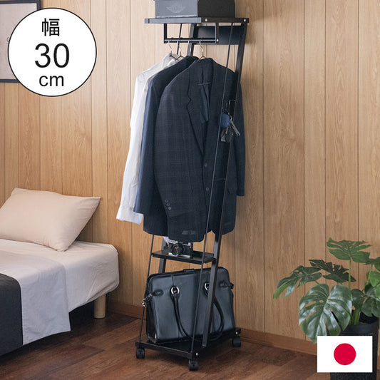 ハンガーラック ラック ブラック 黒 幅30 キャスター付き スチールラック リビング 寝室 衣類収納 ハンガー 洋服掛け 洋服ハンガー 洋服収納 ダイニング ベッドルーム(代引不可)