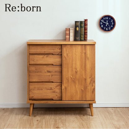 日本製 天然木 完成品 幅80cm 収納 収納棚 リビング 掃除用具 ダイニング キッチン 食品棚 寝室 大容量 インテリア 木製 ブラウン ナチュラル サイドボード(代引不可)