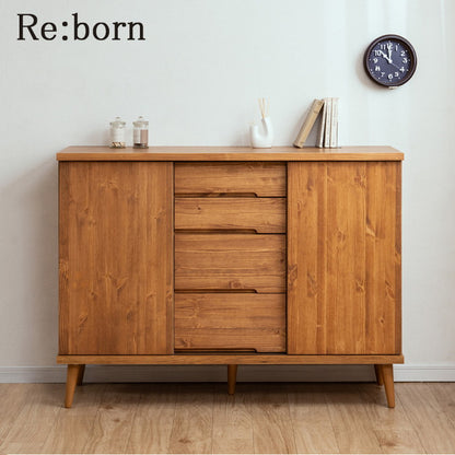 日本製 天然木 完成品 幅120cm 収納 収納棚 リビング 掃除用具 ダイニング キッチン 食品棚 寝室 大容量 インテリア 木製 ブラウン ナチュラル サイドボード(代引不可)