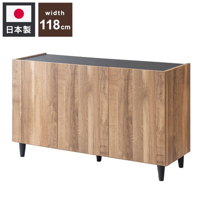 BRASH NA お洒落なブルックリンスタイル リビングキャビネット 幅118 奥行39 高さ68.5 キャビネット ナチュラル 完成品 日本製 ヴィンテージ 木製 収納棚 リビング 収納 棚 おしゃれ(代引不可)