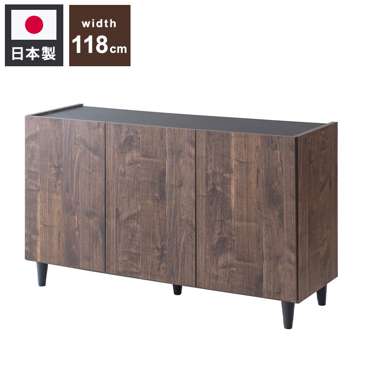 BRASH BR 西海岸の風薫る お洒落なヴィンテージリビングキャビネット 幅118 奥行39 高さ68.5 キャビネット ブラウン 完成品 日本製 ヴィンテージ 木製 収納棚 リビング 収納 おしゃれ(代引不可)