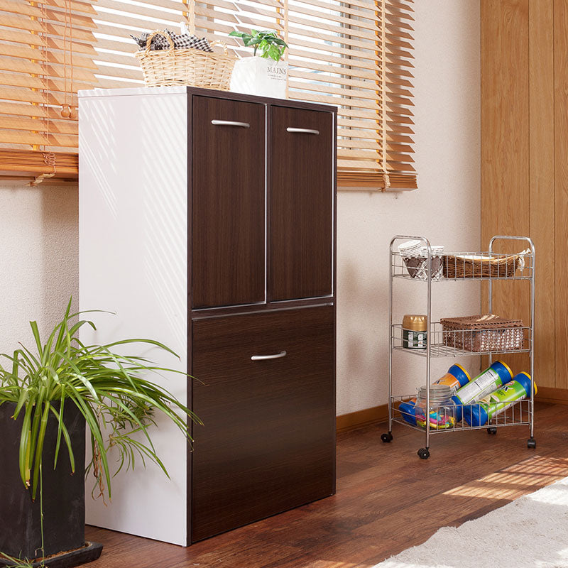 calm 3分割 ごみ入れ ダークブラウン 幅54.5 ダストボックス 三分割 ゴミ箱 スリム シンプル くず入れ おしゃれ 収納 コンパクト 木製(代引不可)