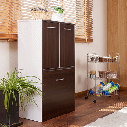 calm 3分割 ごみ入れ ダークブラウン 幅54.5 ダストボックス 三分割 ゴミ箱 スリム シンプル くず入れ おしゃれ 収納 コンパクト 木製(代引不可)