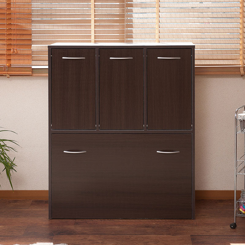 calm 5分割 ごみ入れ ダークブラウン 幅80.5 ダストボックス 三分割 ゴミ箱 スリム シンプル くず入れ おしゃれ 収納 コンパクト 木製(代引不可)