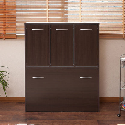 calm 5分割 ごみ入れ ダークブラウン 幅80.5 ダストボックス 三分割 ゴミ箱 スリム シンプル くず入れ おしゃれ 収納 コンパクト 木製(代引不可)