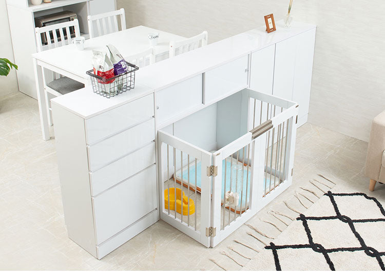 face 折りたたみ式ペットゲージ ホワイト 引き戸収納庫付き 犬 猫 ゲージ ペット ケージ ペットケージ 小屋 サークル ゲージ サークルケージ キャットケージ 室内 犬小屋(代引不可)