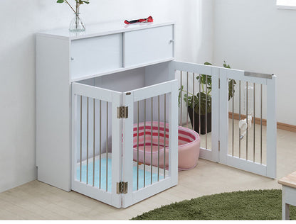 face 折りたたみ式ペットゲージ ホワイト 引き戸収納庫付き 犬 猫 ゲージ ペット ケージ ペットケージ 小屋 サークル ゲージ サークルケージ キャットケージ 室内 犬小屋(代引不可)
