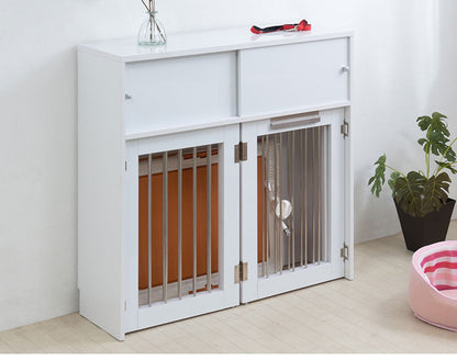 face 折りたたみ式ペットゲージ ホワイト 引き戸収納庫付き 犬 猫 ゲージ ペット ケージ ペットケージ 小屋 サークル ゲージ サークルケージ キャットケージ 室内 犬小屋(代引不可)