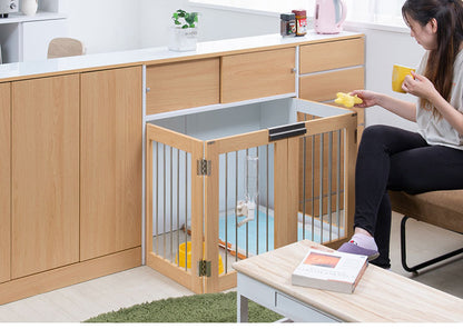 Neat 折りたたみ式ペットゲージ ナチュラル 引き戸収納庫付き 犬 猫 ゲージ ペット ケージ ペットケージ 小屋 サークル ゲージ サークルケージ キャットケージ 室内 犬小屋(代引不可)