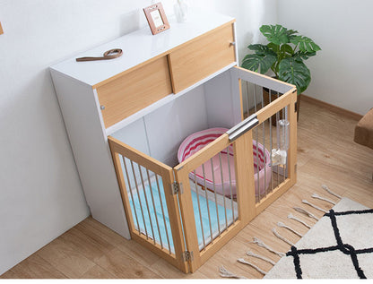 Neat 折りたたみ式ペットゲージ ナチュラル 引き戸収納庫付き 犬 猫 ゲージ ペット ケージ ペットケージ 小屋 サークル ゲージ サークルケージ キャットケージ 室内 犬小屋(代引不可)