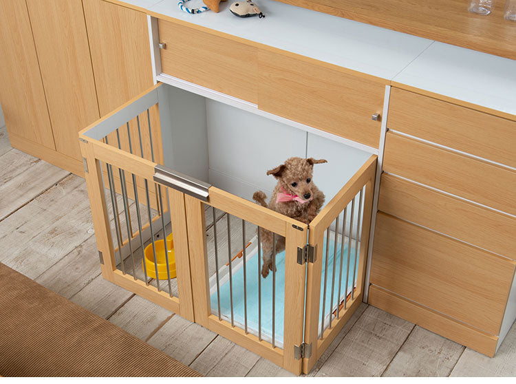 Neat 折りたたみ式ペットゲージ ナチュラル 引き戸収納庫付き 犬 猫 ゲージ ペット ケージ ペットケージ 小屋 サークル ゲージ サークルケージ キャットケージ 室内 犬小屋(代引不可)