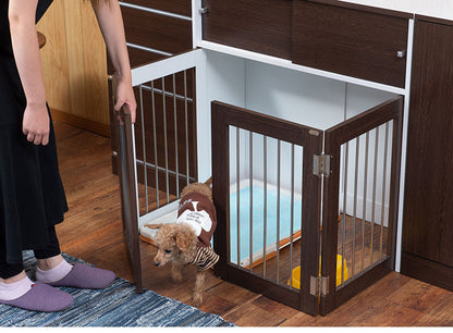 Calm 折りたたみ式ペットゲージ ダークブラウン 引き戸収納庫付き 犬 猫 ゲージ ペット ケージ ペットケージ 小屋 サークル ゲージ サークルケージ キャットケージ 室内 犬小屋(代引不可)