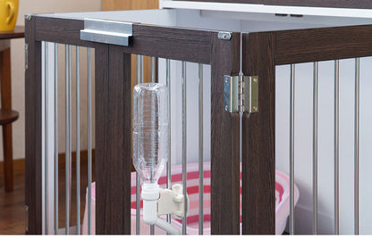 Calm 折りたたみ式ペットゲージ ダークブラウン 引き戸収納庫付き 犬 猫 ゲージ ペット ケージ ペットケージ 小屋 サークル ゲージ サークルケージ キャットケージ 室内 犬小屋(代引不可)