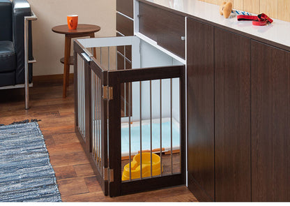 Calm 折りたたみ式ペットゲージ ダークブラウン 引き戸収納庫付き 犬 猫 ゲージ ペット ケージ ペットケージ 小屋 サークル ゲージ サークルケージ キャットケージ 室内 犬小屋(代引不可)