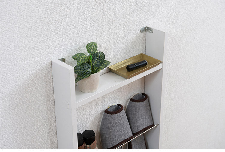 薄型マガジンラック 幅36cm ホワイト スリム 北欧 壁 コンパクト 省スペース 玄関収納 壁面収納 玄関 スリッパ ラック 部屋 家具 木製 トイレラック ルームシューズ 薄型 スリッパ収納 ギフト(代引不可)