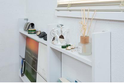 薄型マガジンラック 幅60cm ホワイト スリム 北欧 壁 コンパクト 省スペース 玄関収納 壁面収納 玄関 スリッパ ラック 部屋 家具 木製 トイレラック ルームシューズ 薄型 スリッパ収納 ギフト(代引不可)