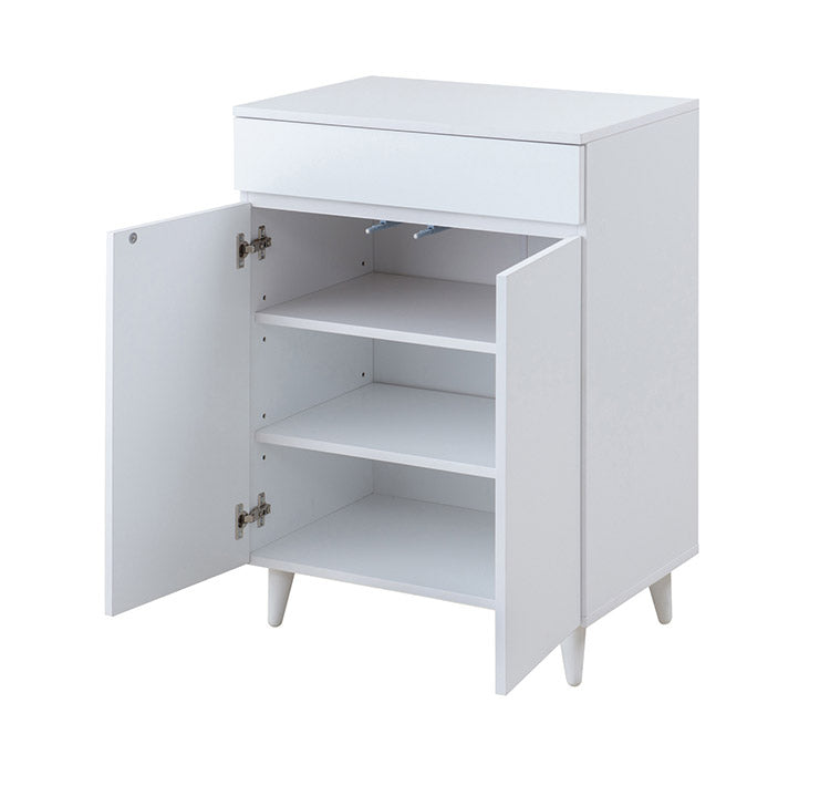 WHITE LIV 幅60 奥行40 高さ80 キャビネット ホワイト フレンチシャビー リビングボード 本棚 棚 サイドボード リビング 家具 キッチン 引き出し付き お洒落 木製 収納棚 扉付き 扉付 おしゃれ 収納(代引不可)