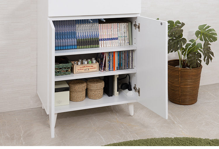 WHITE LIV 幅60 奥行40 高さ80 キャビネット ホワイト フレンチシャビー リビングボード 本棚 棚 サイドボード リビング 家具 キッチン 引き出し付き お洒落 木製 収納棚 扉付き 扉付 おしゃれ 収納(代引不可)