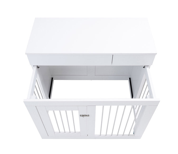 WHITE LIV 幅90 奥行40 高さ80 収納付きスライド収納型ケージ ホワイト フレンチシャビー ペットケージ ペットサークル 省スペース 小型犬 中型犬 室内サークル スライド 背面化粧 犬 ペット用品(代引不可)