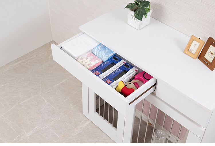 WHITE LIV 幅90 奥行40 高さ80 収納付きスライド収納型ケージ ホワイト フレンチシャビー ペットケージ ペットサークル 省スペース 小型犬 中型犬 室内サークル スライド 背面化粧 犬 ペット用品(代引不可)