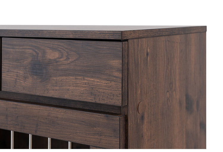 ARIZONA 幅90 奥行40 高さ80 収納付きスライド収納型ケージ ブラウン 西海岸ヴィンテージ ペットケージ ペットサークル 省スペース 小型犬 中型犬 室内サークル スライド 背面化粧 犬 ペット用品(代引不可)