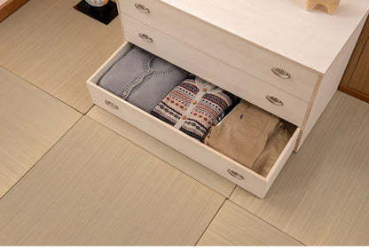 シルバー取っ手が華やかな桐クローゼットチェスト 幅99.5 奥行44 高さ61cm 3段タイプ キャスター付き 生地仕上げ 日本製 完成品(代引不可)