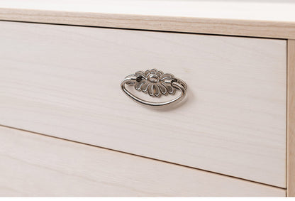 シルバー取っ手が華やかな桐クローゼットチェスト 幅99.5 奥行44 高さ61cm 4段タイプ キャスター付き 生地仕上げ 日本製 完成品(代引不可)