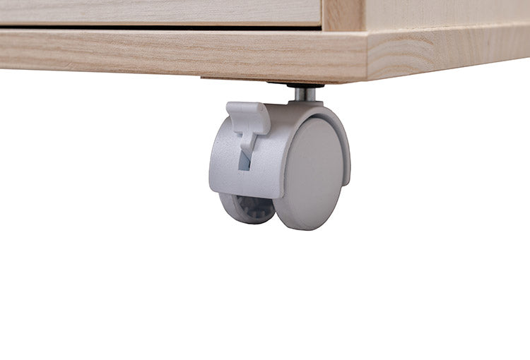 シルバー取っ手が華やかな桐クローゼットチェスト 幅99.5 奥行44 高さ61cm 6段タイプ キャスター付き 生地仕上げ 日本製 完成品(代引不可)