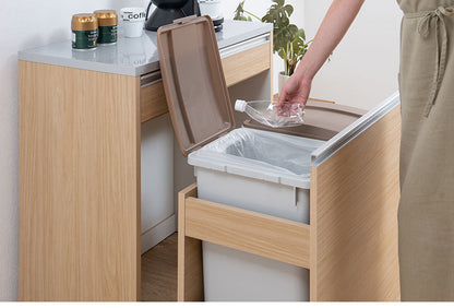 ダストボックス キッチンカウンター 幅80.5cm マリンナチュラル 日本製 完成品 2分別 45リットル 引き出し付き ゴミ箱 ごみ箱 レンジ台 ダストカウンター キッチン収納 隠す収納(代引不可)