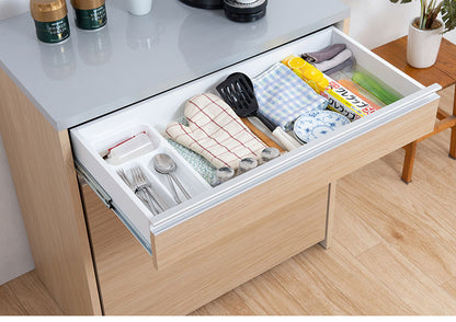 ダストボックス キッチンカウンター 幅80.5cm マリンナチュラル 日本製 完成品 2分別 45リットル 引き出し付き ゴミ箱 ごみ箱 レンジ台 ダストカウンター キッチン収納 隠す収納(代引不可)