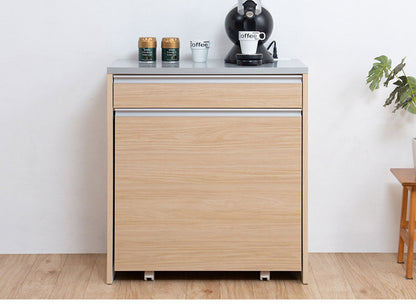 ダストボックス キッチンカウンター 幅80.5cm マリンナチュラル 日本製 完成品 2分別 45リットル 引き出し付き ゴミ箱 ごみ箱 レンジ台 ダストカウンター キッチン収納 隠す収納(代引不可)