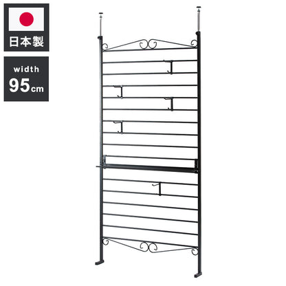 Aria シリーズ デザインラダーラック 突っ張りパーテーション 幅95 ブラック色 日本製 店舗 什器 メルヘン ディスプレイ 衣類収納 ワードローブ ラダー パーテーション パーティション つっぱり(代引不可)