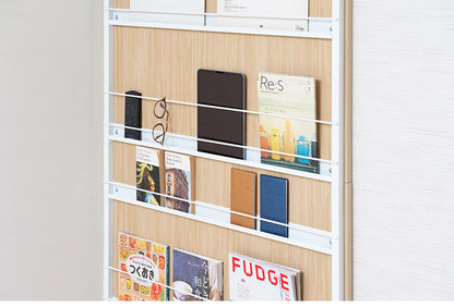 突っ張りマガジンラック マリンナチュラル 幅90cm パーテーション 日本製 パーティション パンフレット サロン 病院 キッチン リビング 待合室 幅90 薄型 つっぱりパーテーション(代引不可)