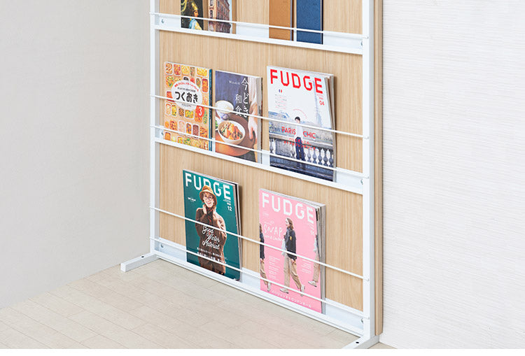 突っ張りマガジンラック マリンナチュラル 幅90cm パーテーション 日本製 パーティション パンフレット サロン 病院 キッチン リビング 待合室 幅90 薄型 つっぱりパーテーション(代引不可)