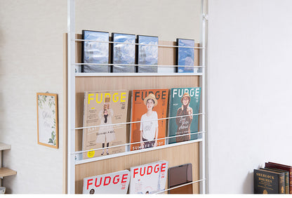 突っ張りマガジンラック マリンナチュラル 幅90cm パーテーション 日本製 パーティション パンフレット サロン 病院 キッチン リビング 待合室 幅90 薄型 つっぱりパーテーション(代引不可)