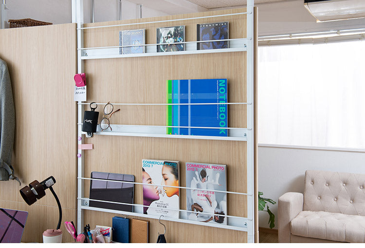 突っ張りマガジンラック マリンナチュラル 幅90cm パーテーション 日本製 パーティション パンフレット サロン 病院 キッチン リビング 待合室 幅90 薄型 つっぱりパーテーション(代引不可)