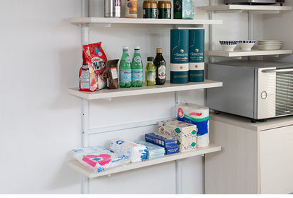 突っ張り壁面収納 無段階調整2枚棚オープンラック 幅89.5cm ホワイトウォッシュ 棚 つっぱり 薄型 収納 ディスプレイラック 店舗 新生活 カフェ サロン 一人暮らし diy 北欧 ランドリー(代引不可)