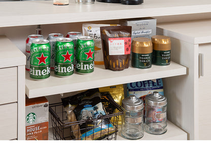 カウンター下突っ張りラック 無段階調整3枚棚オープンラック 本体 幅59.5cm ホワイトウォッシュ 壁面ラック つっぱり 薄型 収納 ディスプレイラック 店舗 新生活 カフェ サロン 一人暮らし(代引不可)