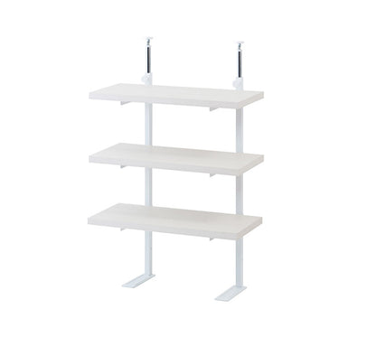 カウンター下突っ張りラック 無段階調整3枚棚オープンラック 本体 幅59.5cm ホワイトウォッシュ 壁面ラック つっぱり 薄型 収納 ディスプレイラック 店舗 新生活 カフェ サロン 一人暮らし(代引不可)