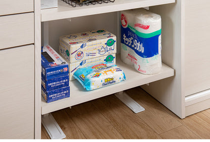 カウンター下突っ張りラック 無段階調整3枚棚オープンラック 本体 幅59.5cm ホワイトウォッシュ 壁面ラック つっぱり 薄型 収納 ディスプレイラック 店舗 新生活 カフェ サロン 一人暮らし(代引不可)